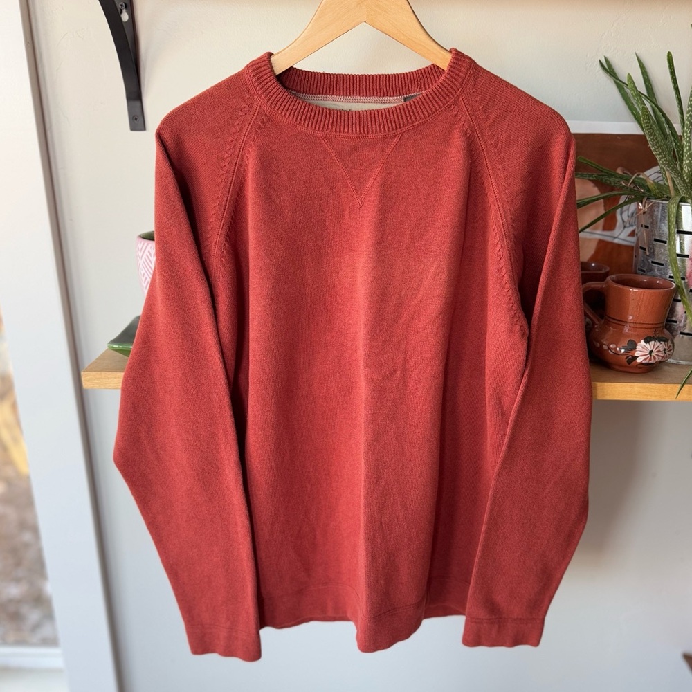 St. John’s Bay Red Orange Cotton Crewneck Sweater Size Medium